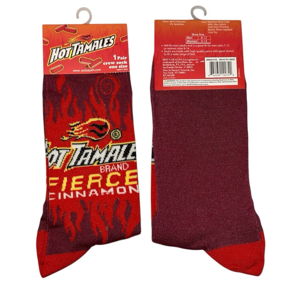 1x Hot Tamales Novelty Fun One Size Crew Socks